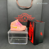 Mini-Sneaker Nike Air Jordan 1 Coral Gold<br> 3D-Miniatur-Replik-Sneaker-Kit