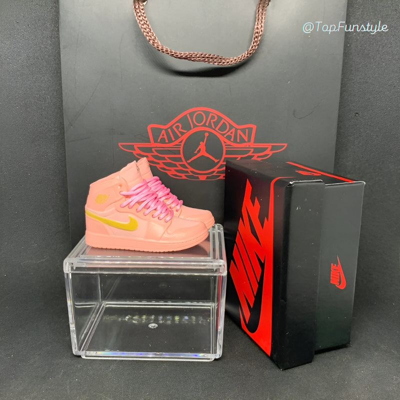 Mini-Sneaker Nike Air Jordan 1 Coral Gold<br> 3D-Miniatur-Replik-Sneaker-Kit