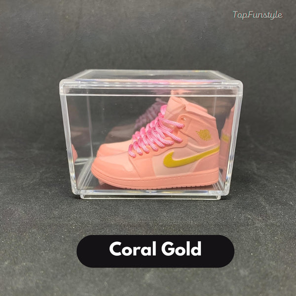 Mini-Sneaker Nike Air Jordan 1 Coral Gold<br> 3D-Miniatur-Replik-Sneaker-Kit