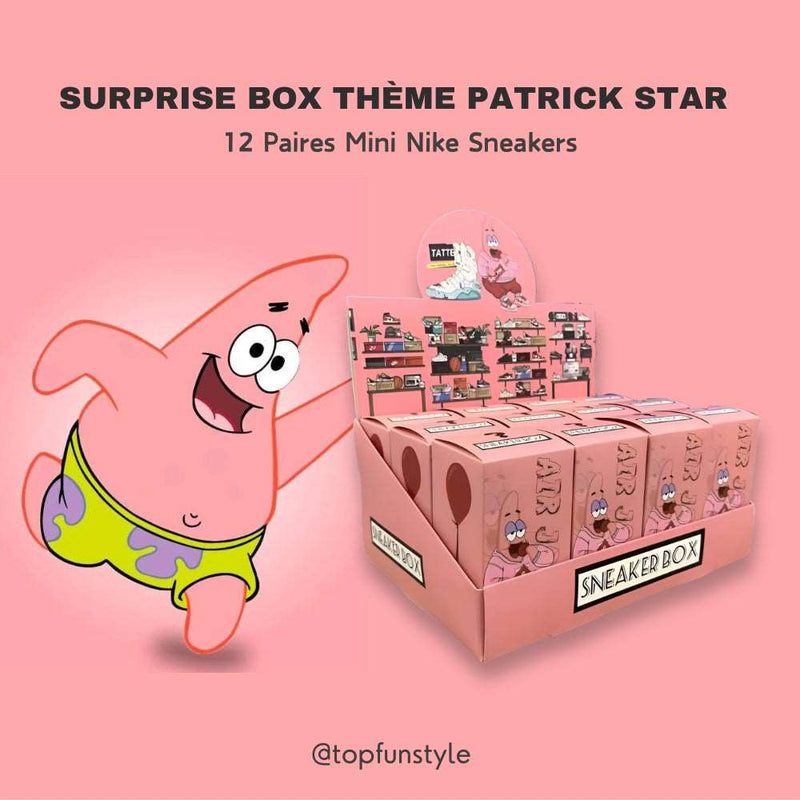 Kit de mini sneakers Air Jordan Nike dans une boîte aveugle Patrick Star - cadeau unique pour les amateurs de sneakers et de culture pop